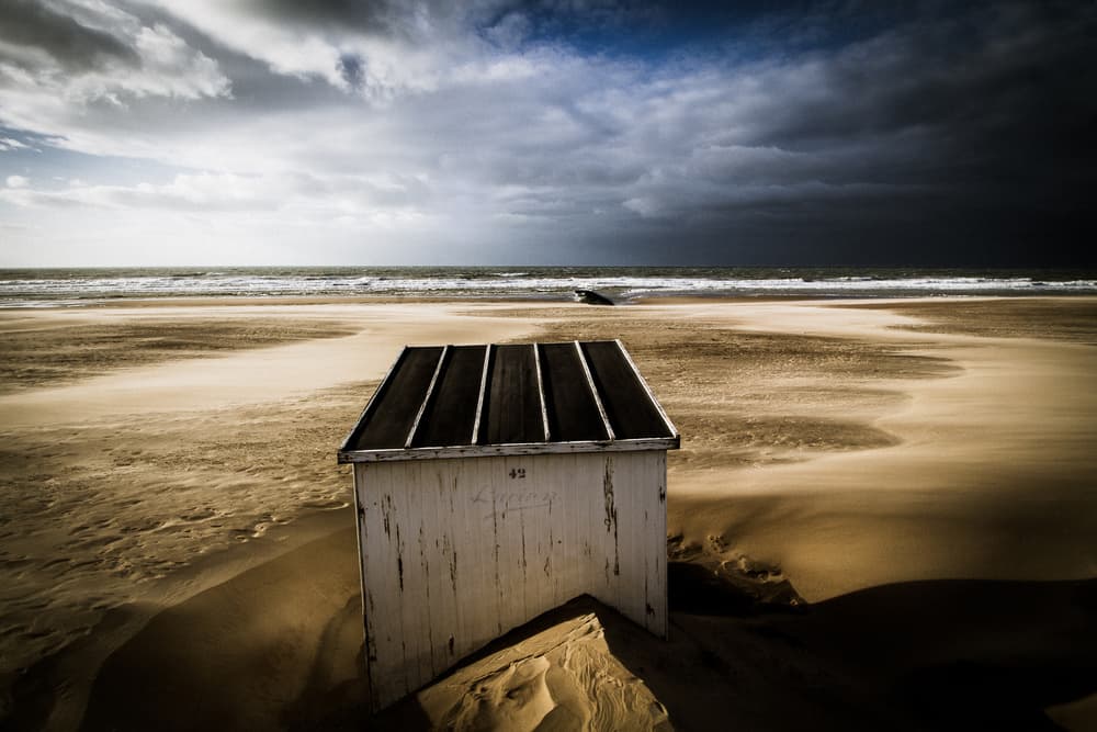Dramatic Beach Hut by Jef Flour — canvas wall art