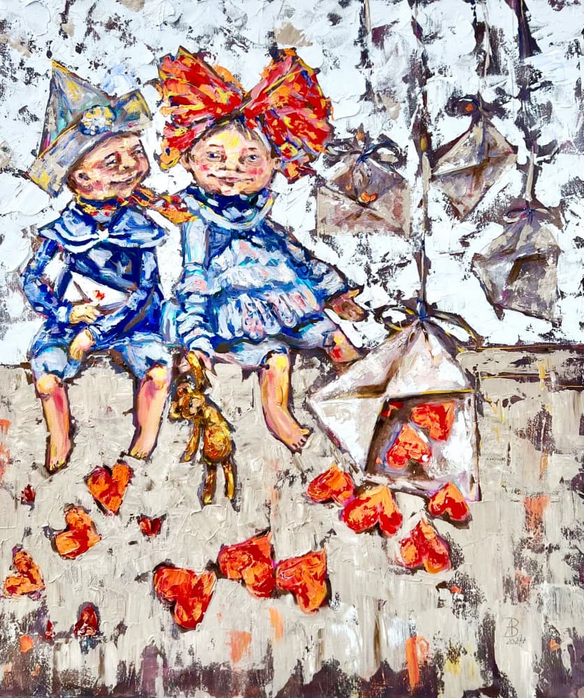 Little Children Big Hearts by Anda Bieza — canvas wall art