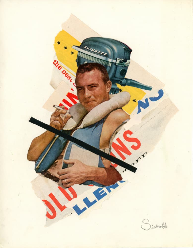 Retro Collage Boating Man by Mikhail Siskoff — canvas wall art