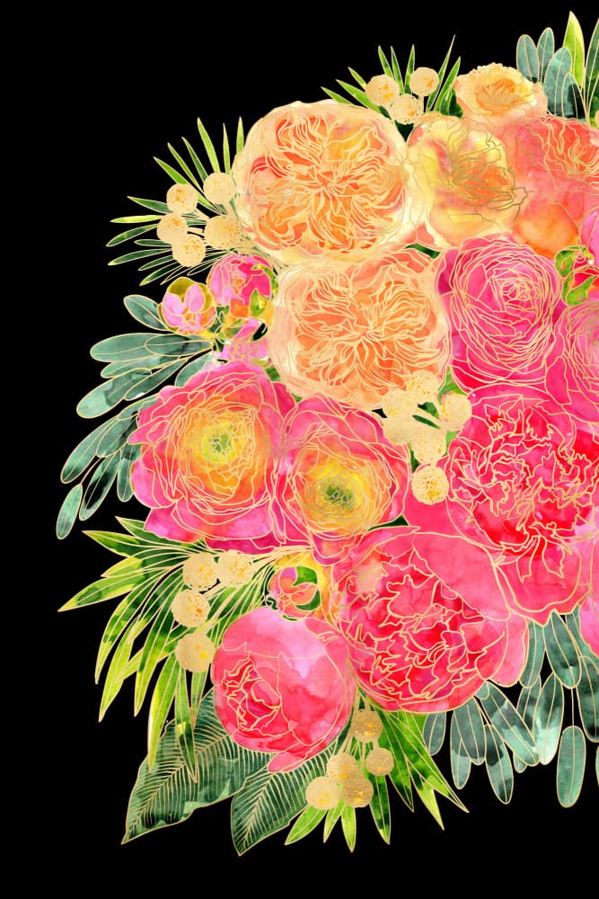 Vibrant Floral Bouquet by Rosana Laiz Blursbyai — canvas wall art