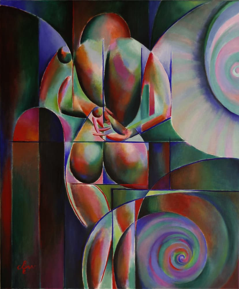 Vibrant Cubist Figure by Corné Akkers — canvas wall art