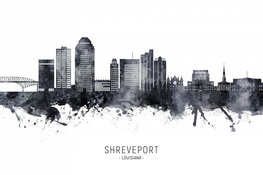Shreveport Louisiana Cityscape by Michael Tompsett — canvas wall art