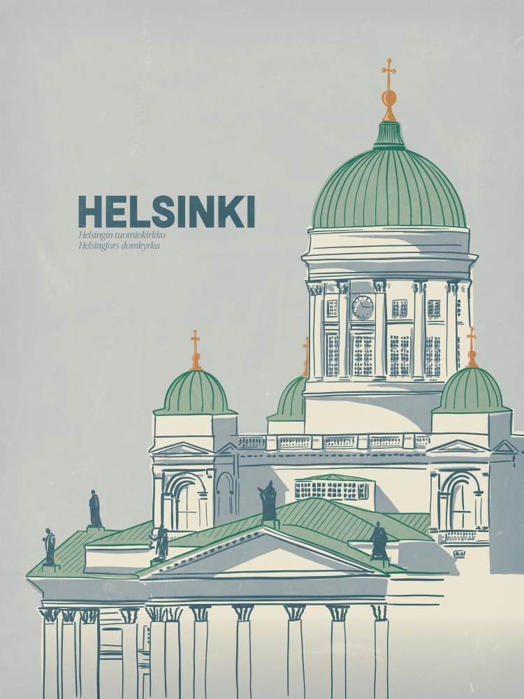 Helsinki Cathedral Illustration by Alexandra Weise — canvas wall art