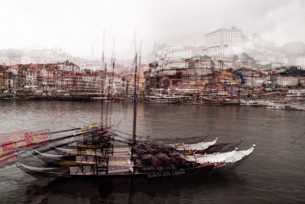 Layered Porto River Boats by Rui Ferreira — canvas wall art