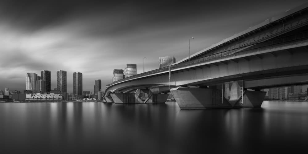 Monochrome Bridge Skyline by Yoshihiko Wada — canvas wall art