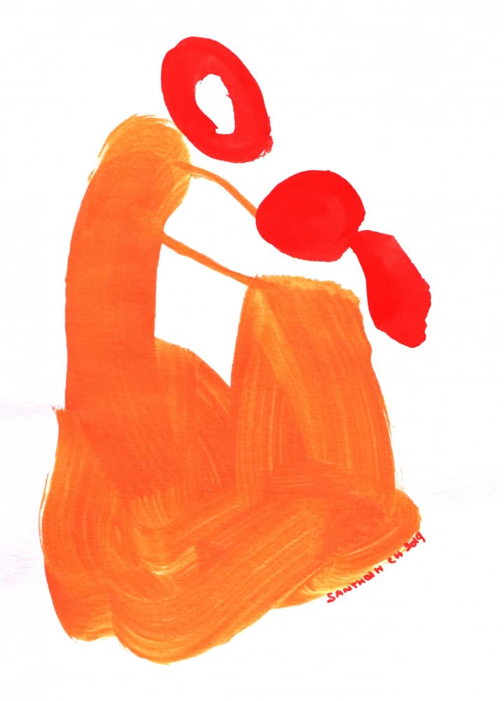 Orange Contemplative Form by Santhosh ch — canvas wall art