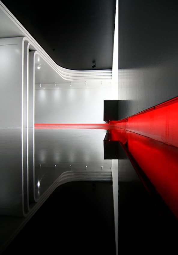 Sleek Red Light Lines by Matej Rumansky — canvas wall art