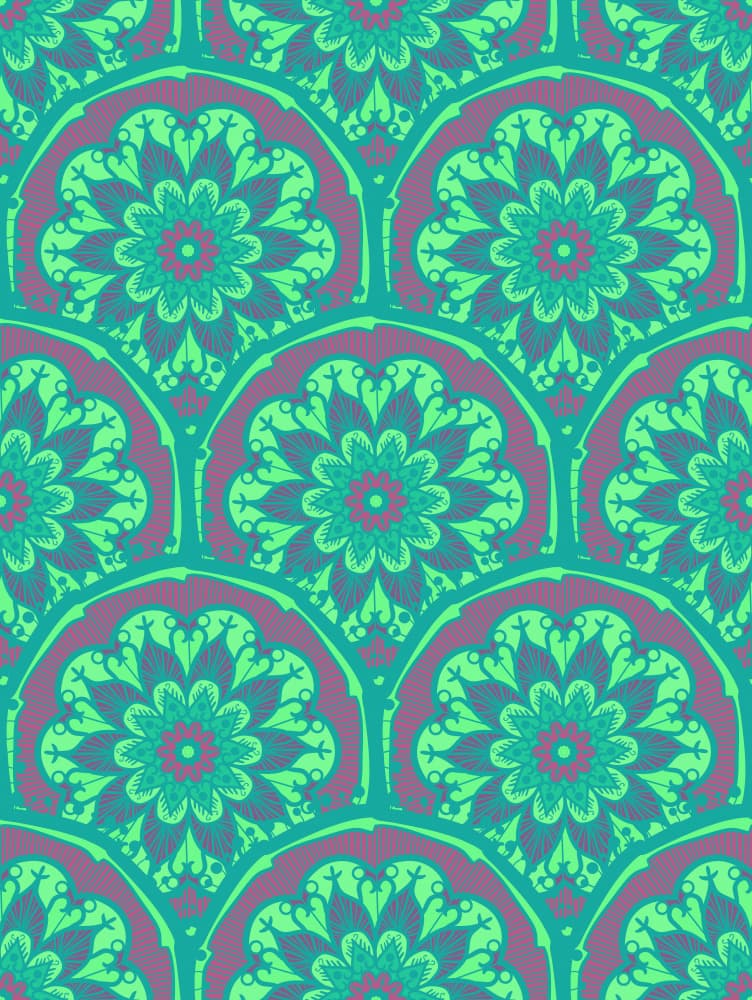 Bohemian Teal Scallop Mandalas by Marika Barsrsind — canvas wall art