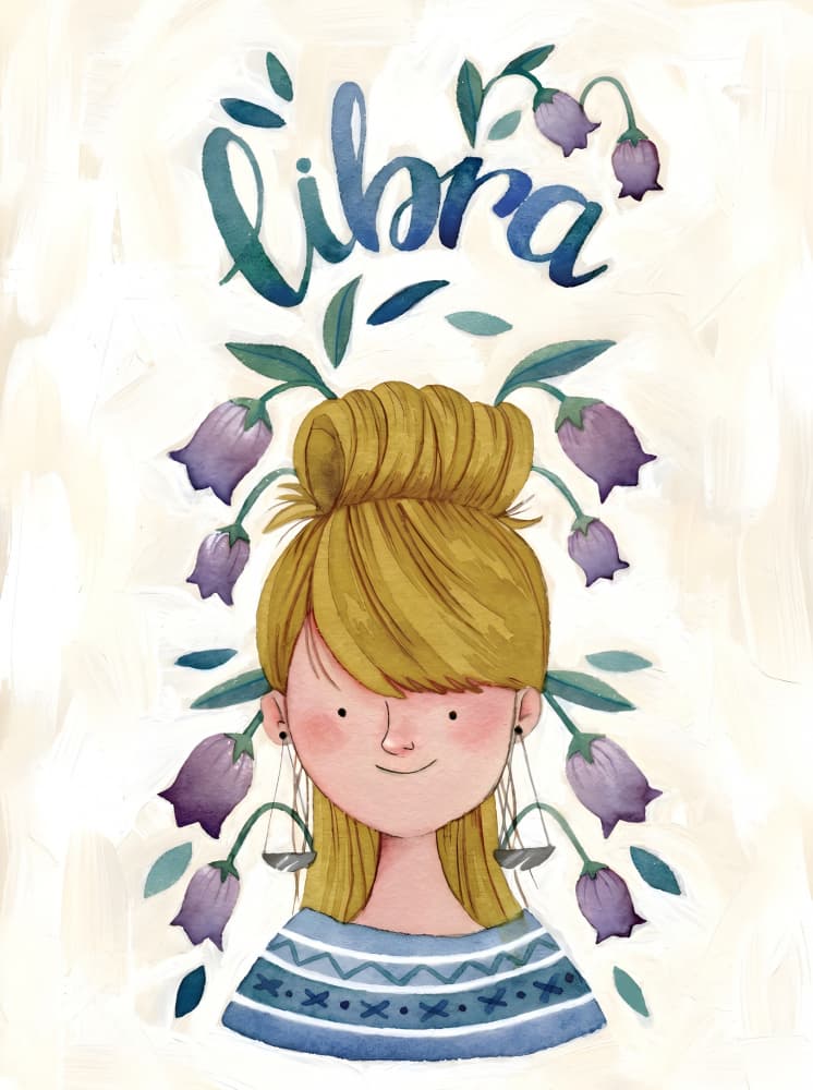 Whimsical Libra Portrait by HUGO — canvas wall art