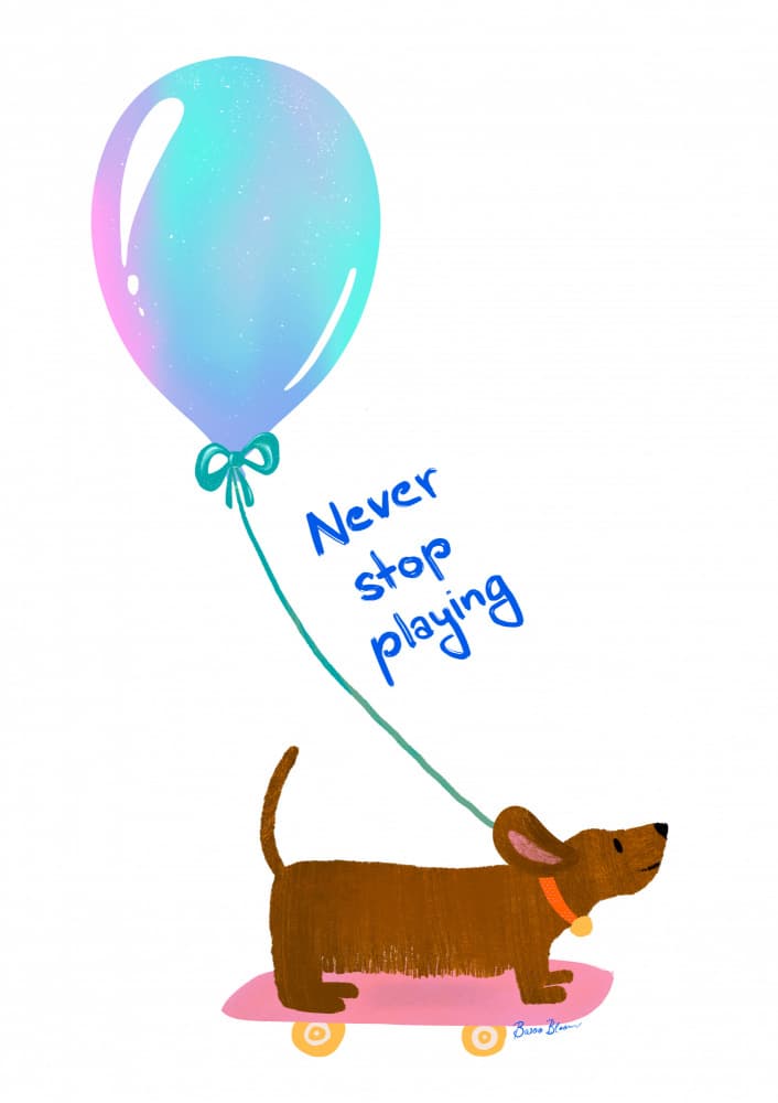 Never Stop Playing Dachshund by Baroo Bloom — canvas wall art