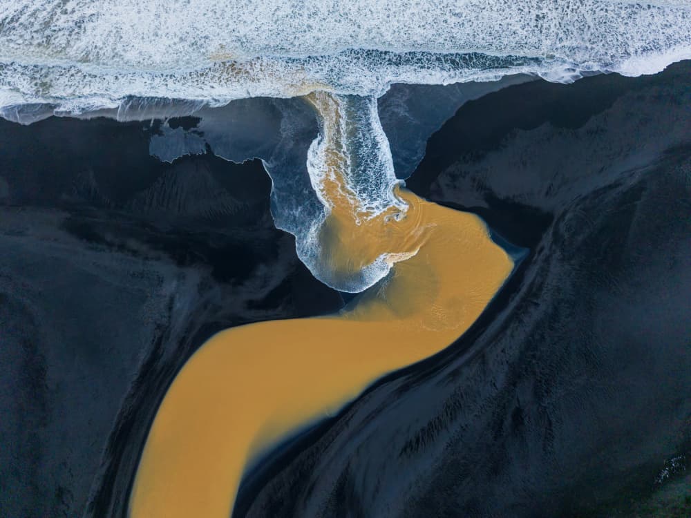 Golden River Black Sands by Gary Hu — canvas wall art
