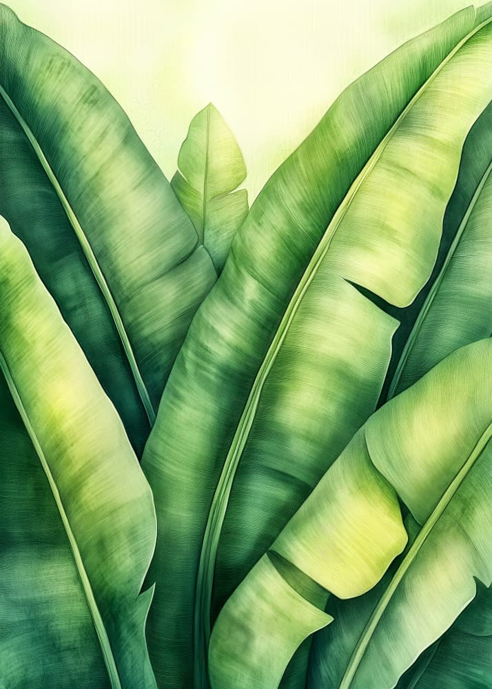 Tropical banana leaves nature art 7 by Justyna Jaszke — canvas wall art