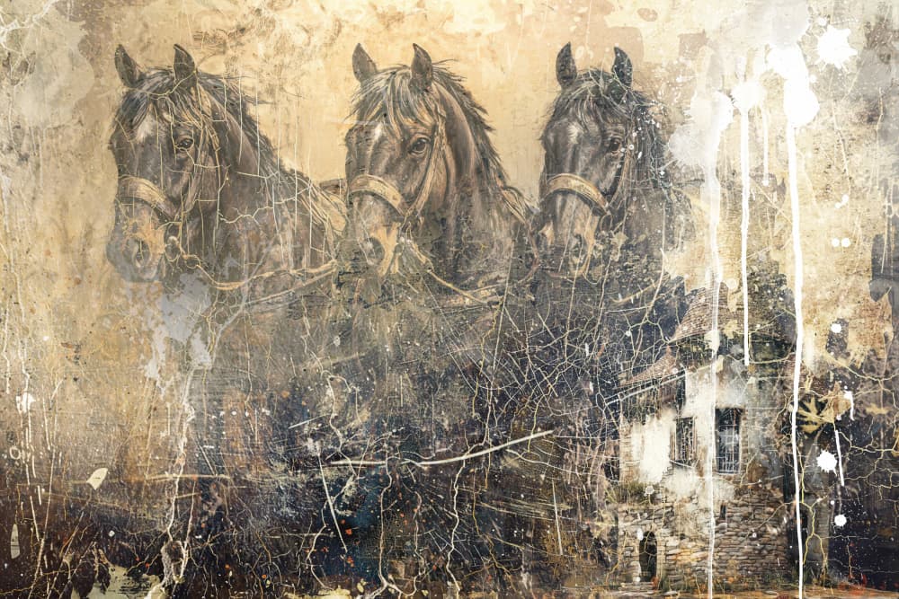 Old World Horse Trio by Rafal Kulik — canvas wall art