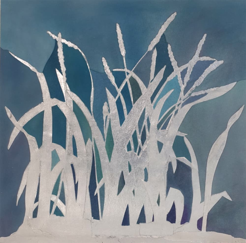 Silver Reeds Blue Water by Irene Yesley — canvas wall art
