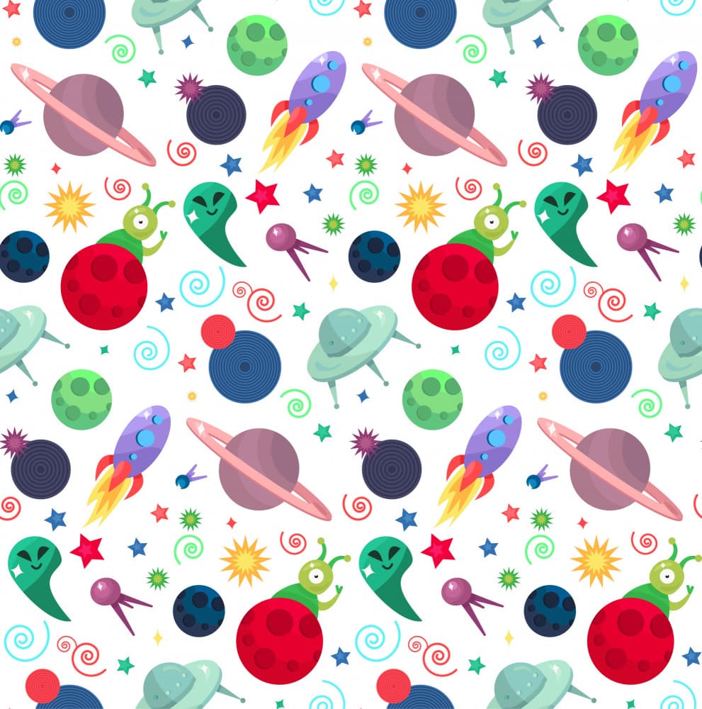 Playful Outer Space Friends by Marika Barsrsind — canvas wall art