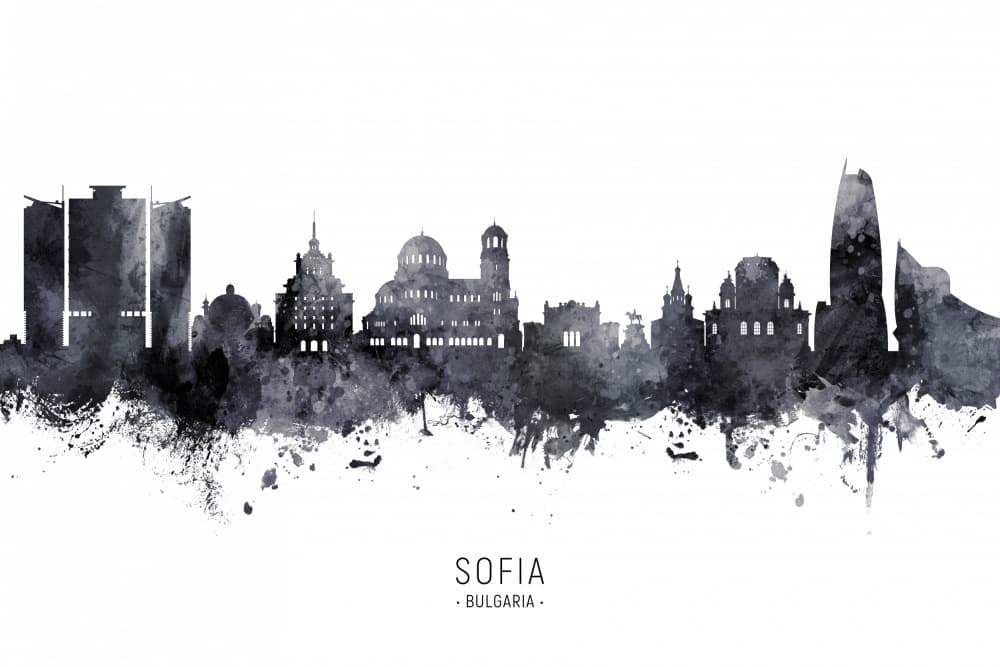Sofia Bulgaria Skyline by Michael Tompsett — canvas wall art