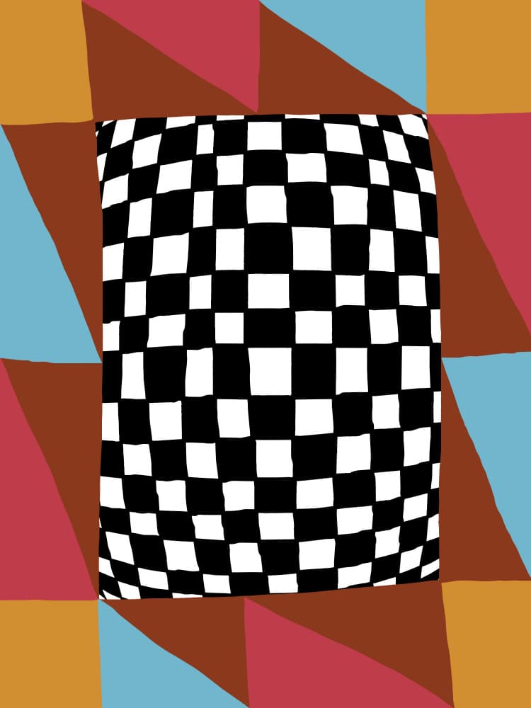 Dynamic Checkerboard Illusion by Miho Art Studio — canvas wall art