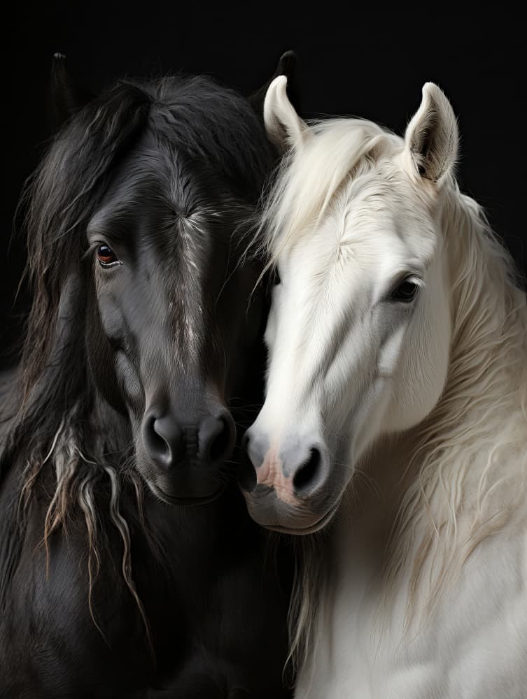 Elegant Horse Companions by Bilge Paksoylu — canvas wall art