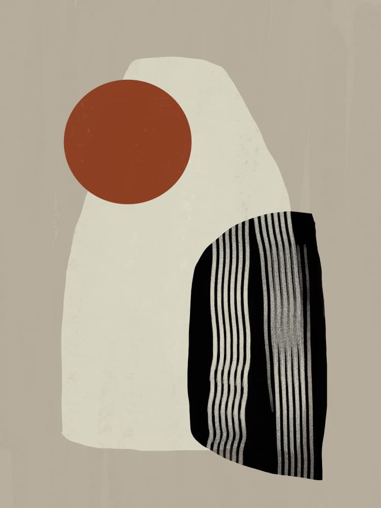 Terracotta Black Abstract Shapes by Little Dean — canvas wall art