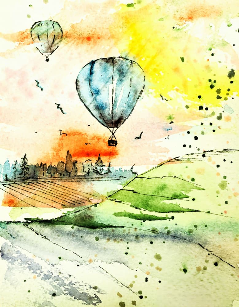Golden Hour Balloon Flight by Anda Bieza — canvas wall art