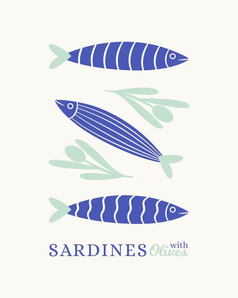 Sardines and Olives by Artprink — canvas wall art