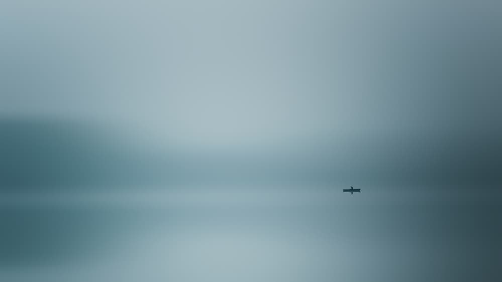 Peaceful Boat on Mist by Renate Wasinger — canvas wall art