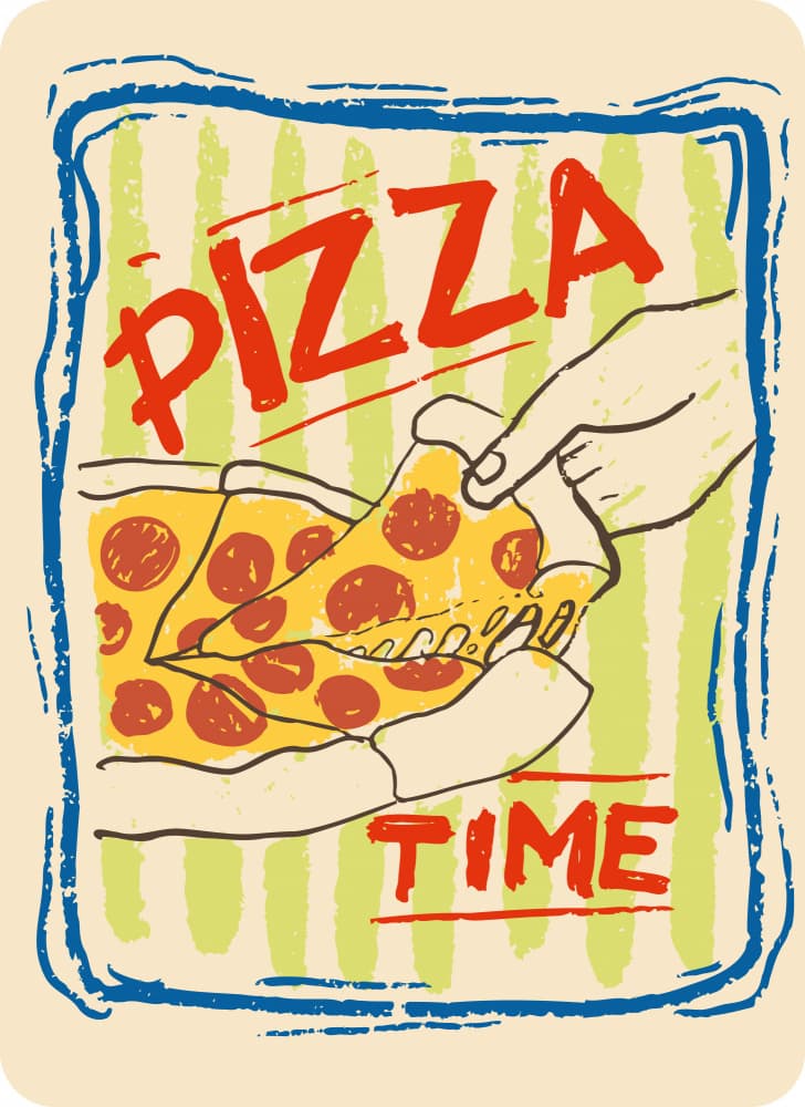 Retro Pizza Time by Marika Barsrsind — canvas wall art