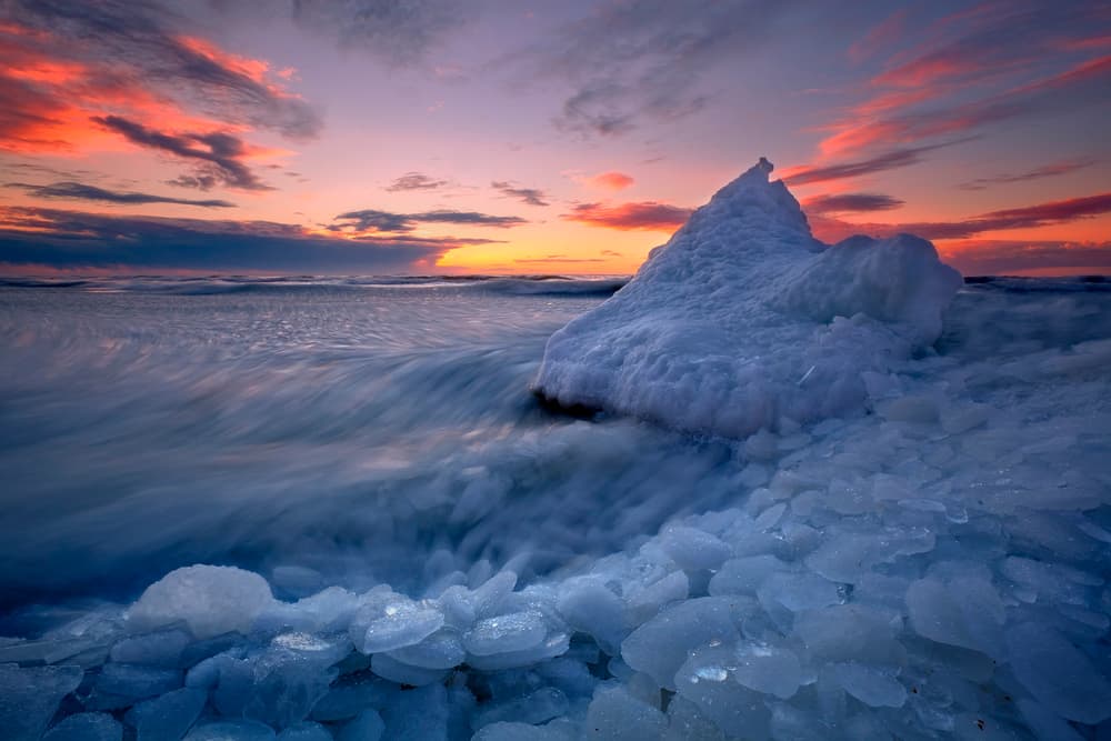 Icy Sunset Waves by Dmitry Kulagin — canvas wall art