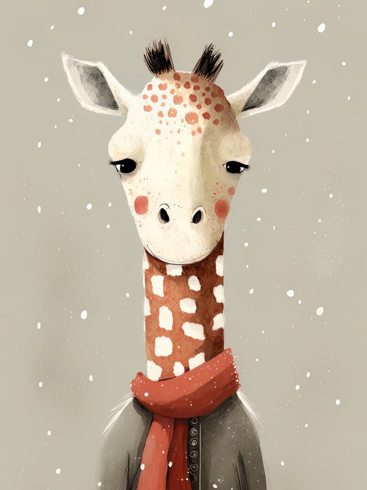 Cozy Winter Giraffe by Bilge Paksoylu — canvas wall art