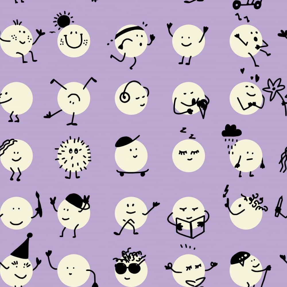 Happy Doodle Characters by Annick — canvas wall art
