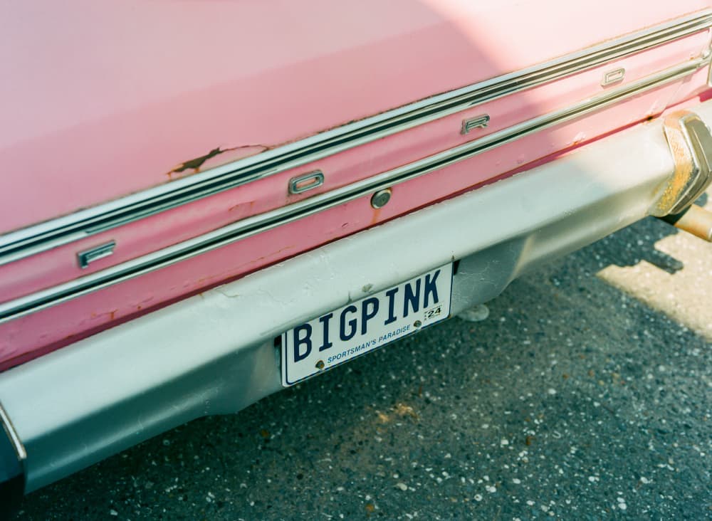 Big Pink Classic Car by Bethany Young — canvas wall art