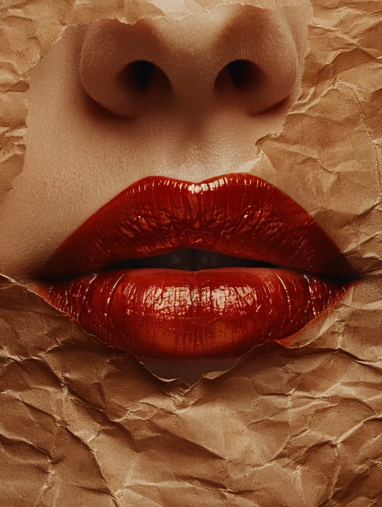 Red Lips Revealed by Bilge Paksoylu — canvas wall art