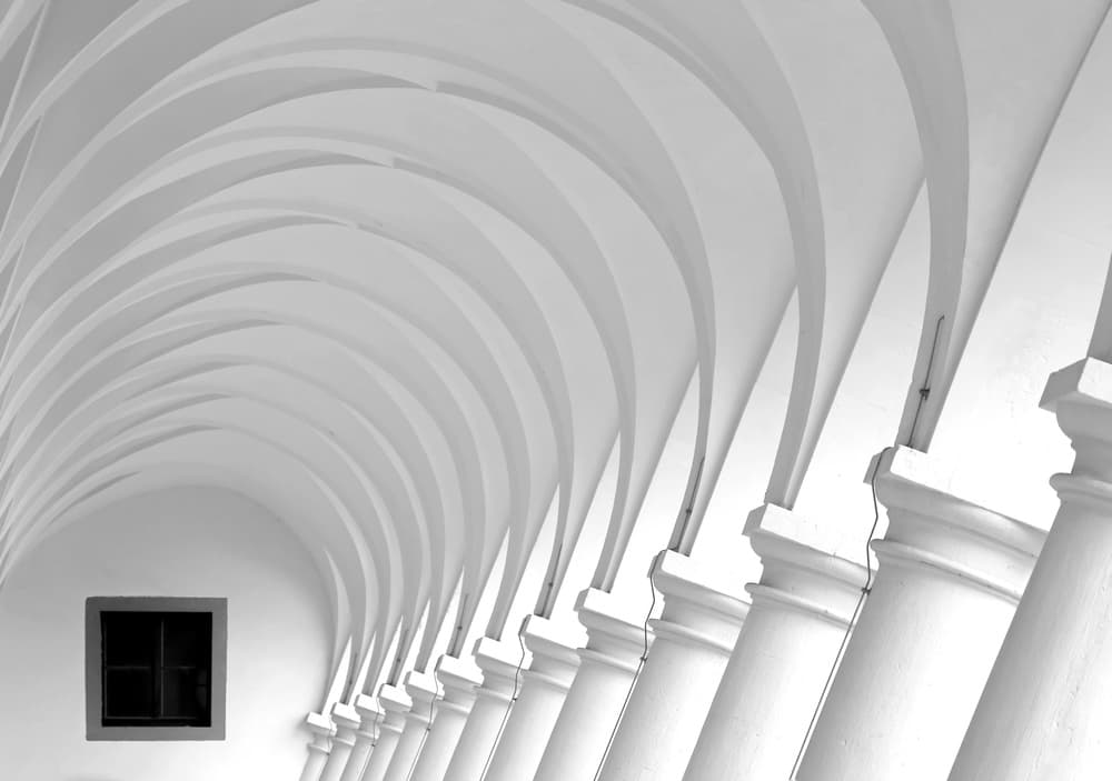 Arched Hallway Perspective by Hans-Wolfgang Hawerkamp — canvas wall art