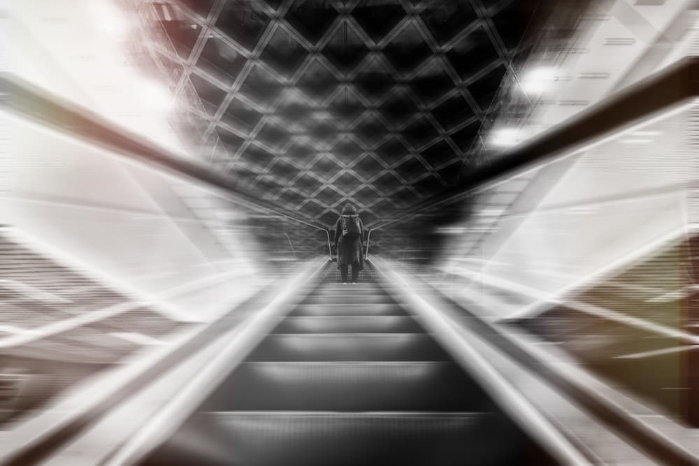 Urban Escalator Ascent by Jurij Bizjak — canvas wall art