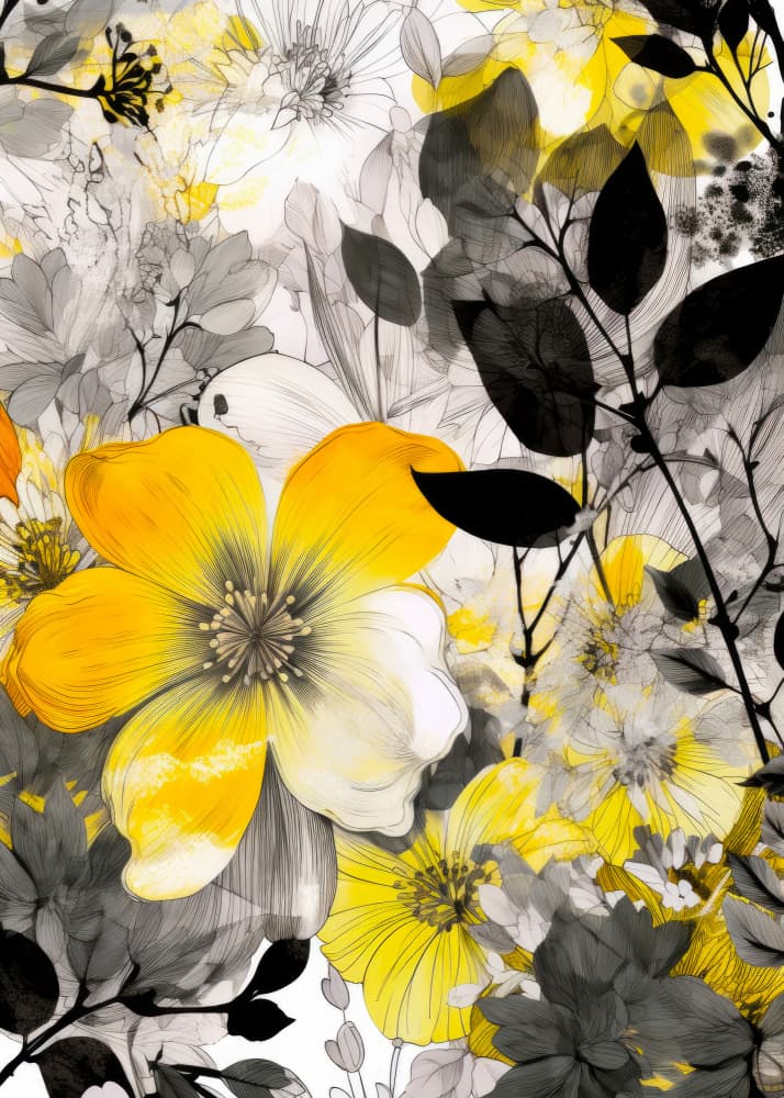 Vibrant Yellow Botanicals by Justyna Jaszke — canvas wall art