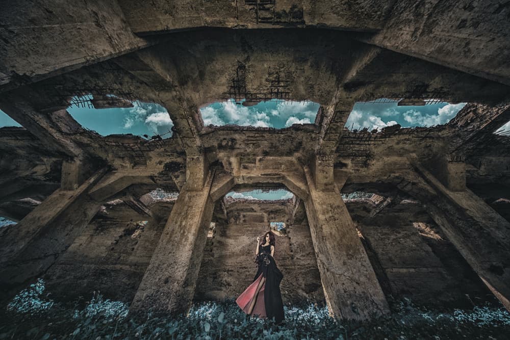 Woman Among Ruins by KOIKI — canvas wall art