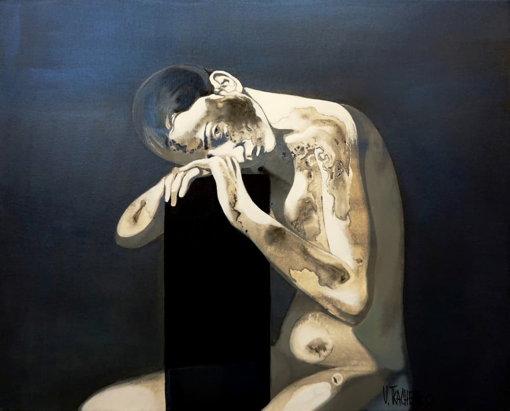 Nude Figure Contemplating by Victor Tkachenko — canvas wall art