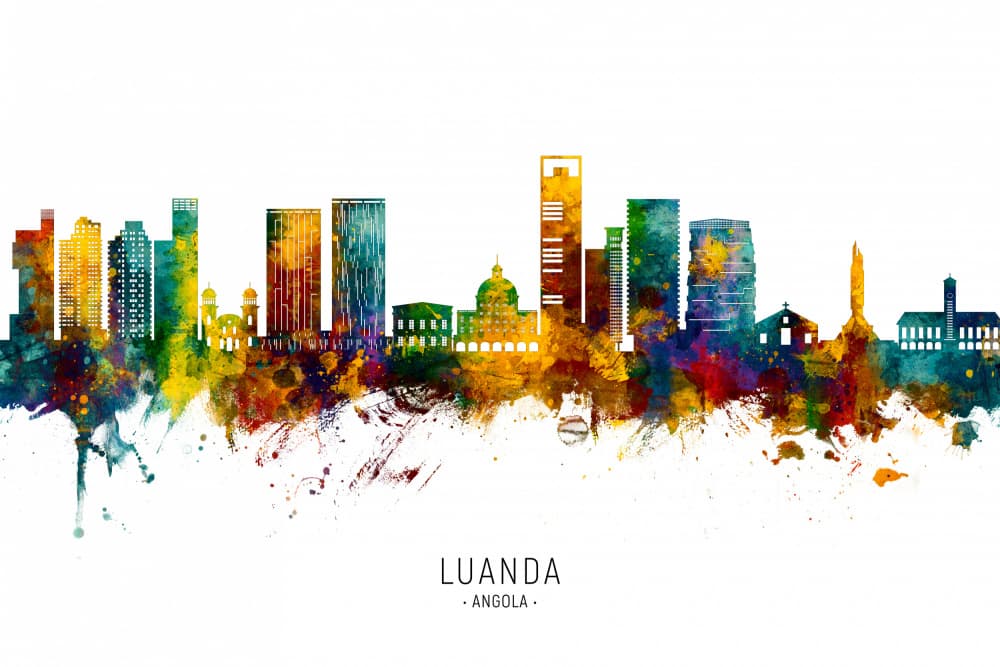 Colorful Luanda Skyline by Michael Tompsett — canvas wall art