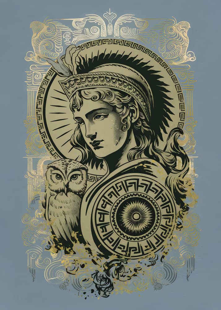 Golden Athena and Owl by Andreas Magnusson — canvas wall art