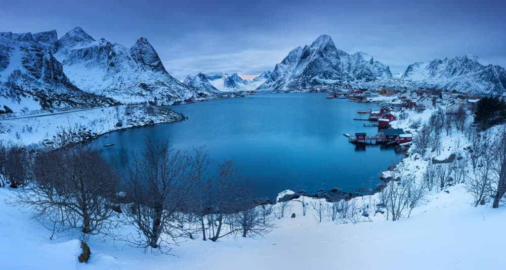 Winter Fjord Village by Paulo Nogueira — canvas wall art