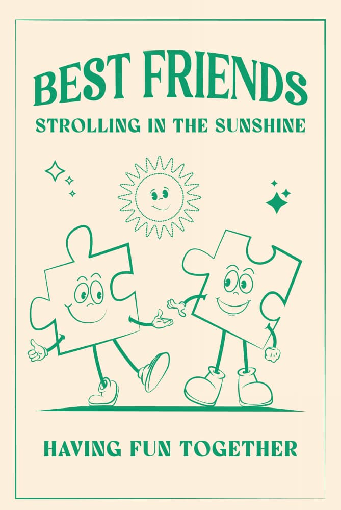 Best Friends Strolling Sunshine by Oju Design — canvas wall art