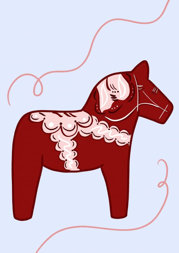 Red Horse Whimsy by Athene Fritsch — canvas wall art