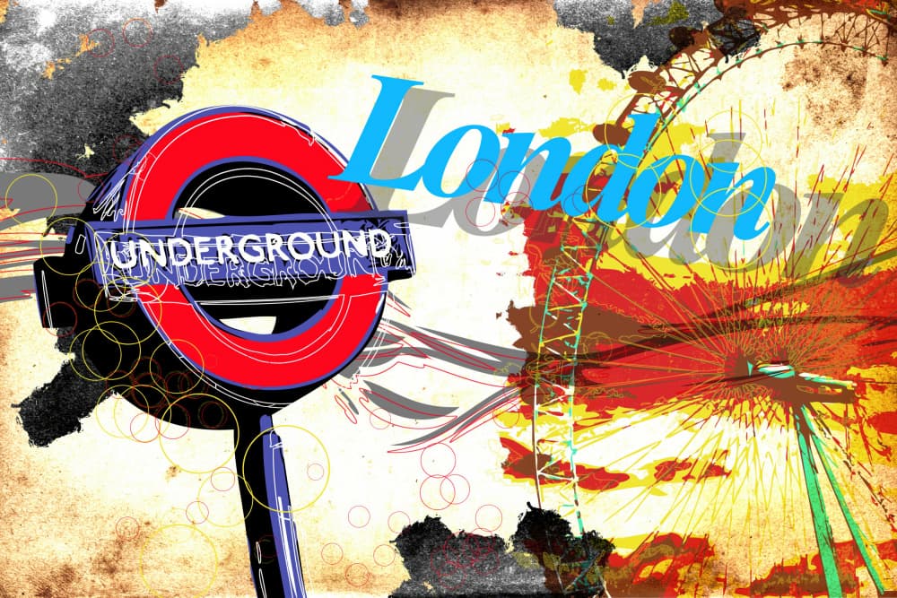 Graphic London Landmarks by Rafal Kulik — canvas wall art