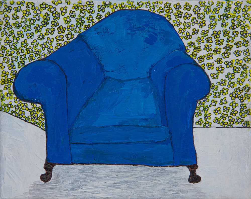 Blue Armchair and Flowers by Dale Hefer — canvas wall art