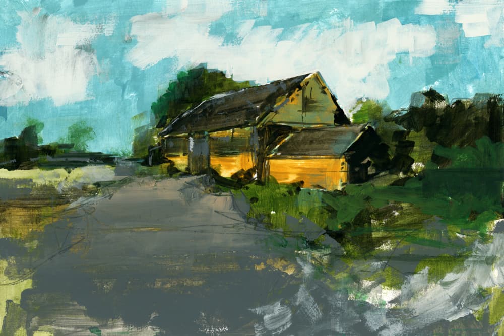Golden Light Barn by cartissi — canvas wall art