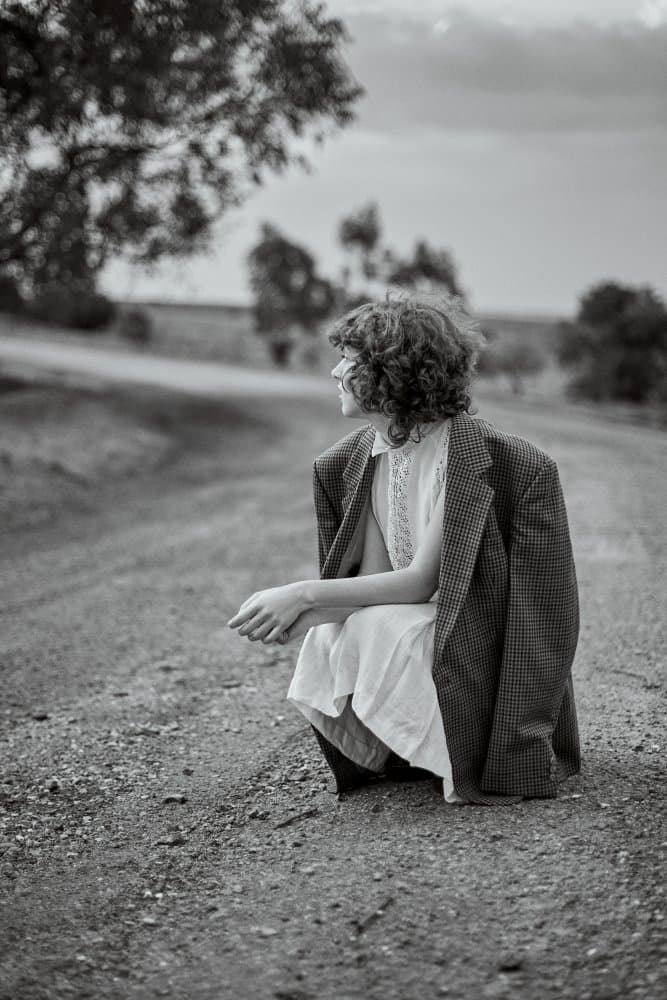 Pensive Girl Rural Road by Ana Paula Pereira — canvas wall art