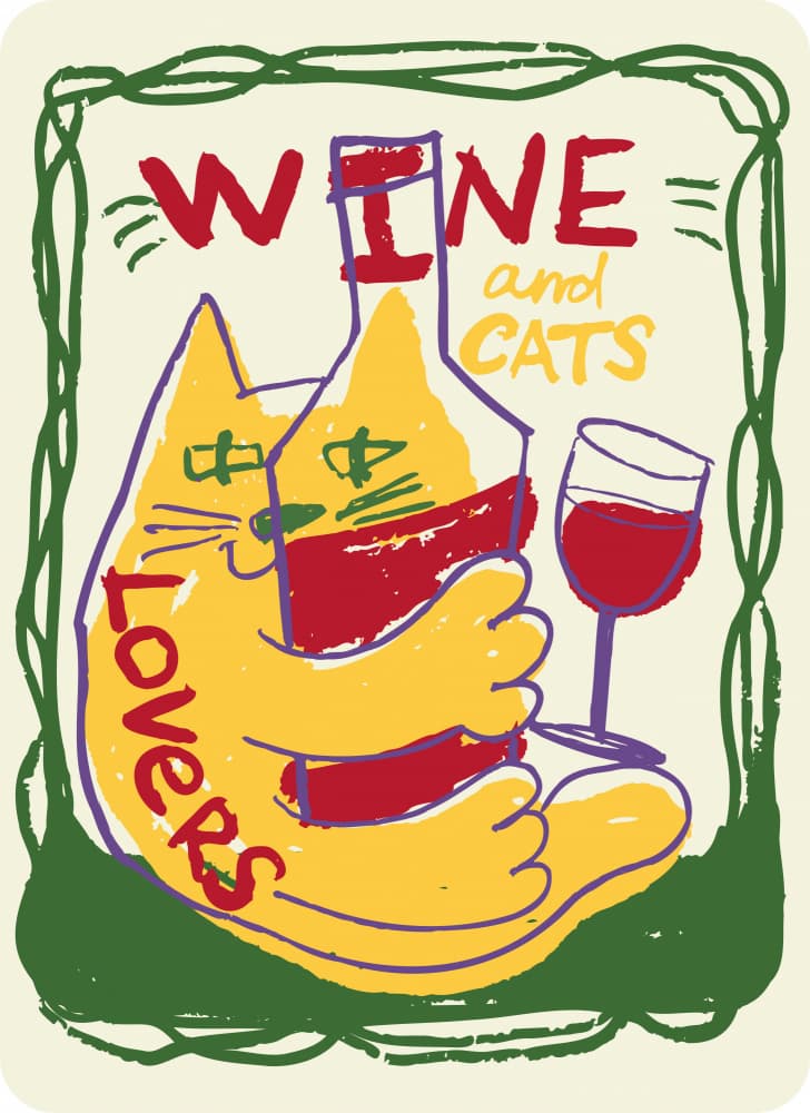 Wine Cat Lovers by Marika Barsrsind — canvas wall art