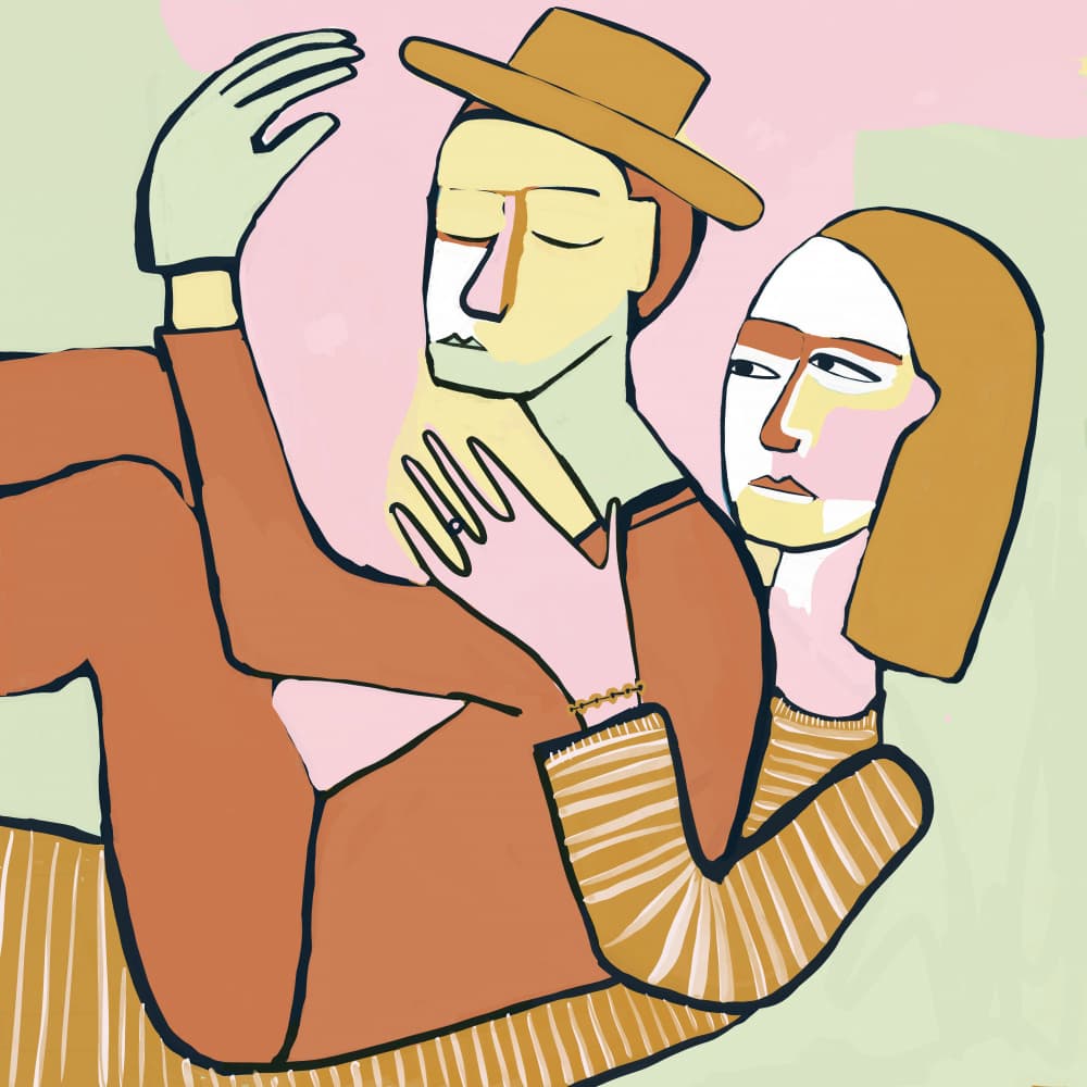 Intimate Couple's Embrace by Sharyn Bursic — canvas wall art