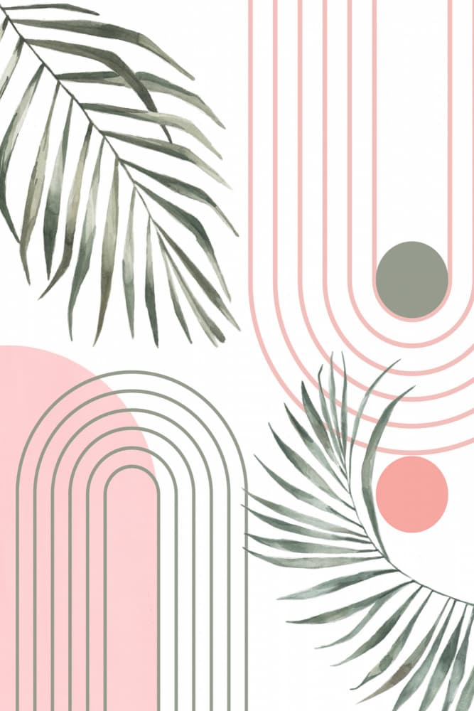 Pink Sage Geometric Palms by Sally Ann Moss — canvas wall art