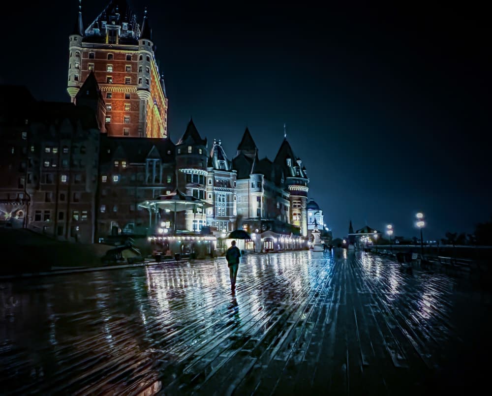 Quebec City Rainy Night by Jennifer Chen APA — canvas wall art